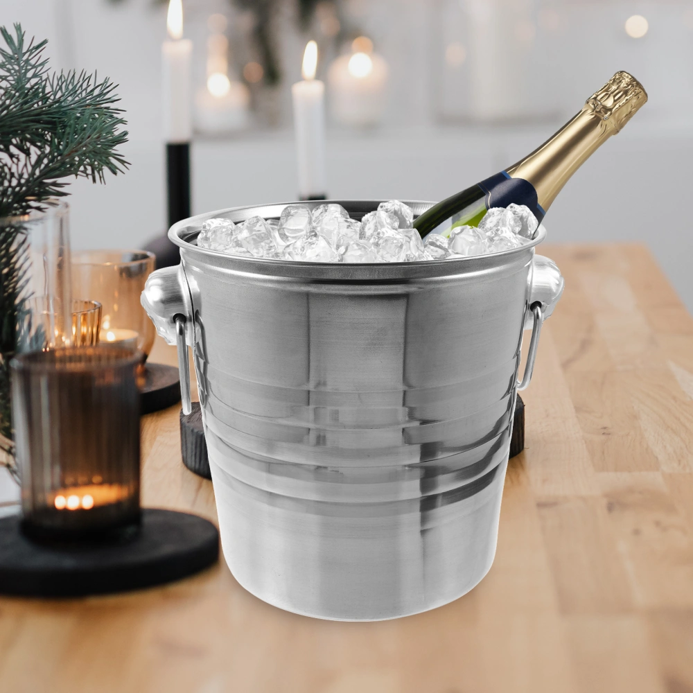 Thickened Stainless Steel Ice Cube Bucket Bar Use Cooling Beer Bucket Portable Cold Water Bucket With Handle