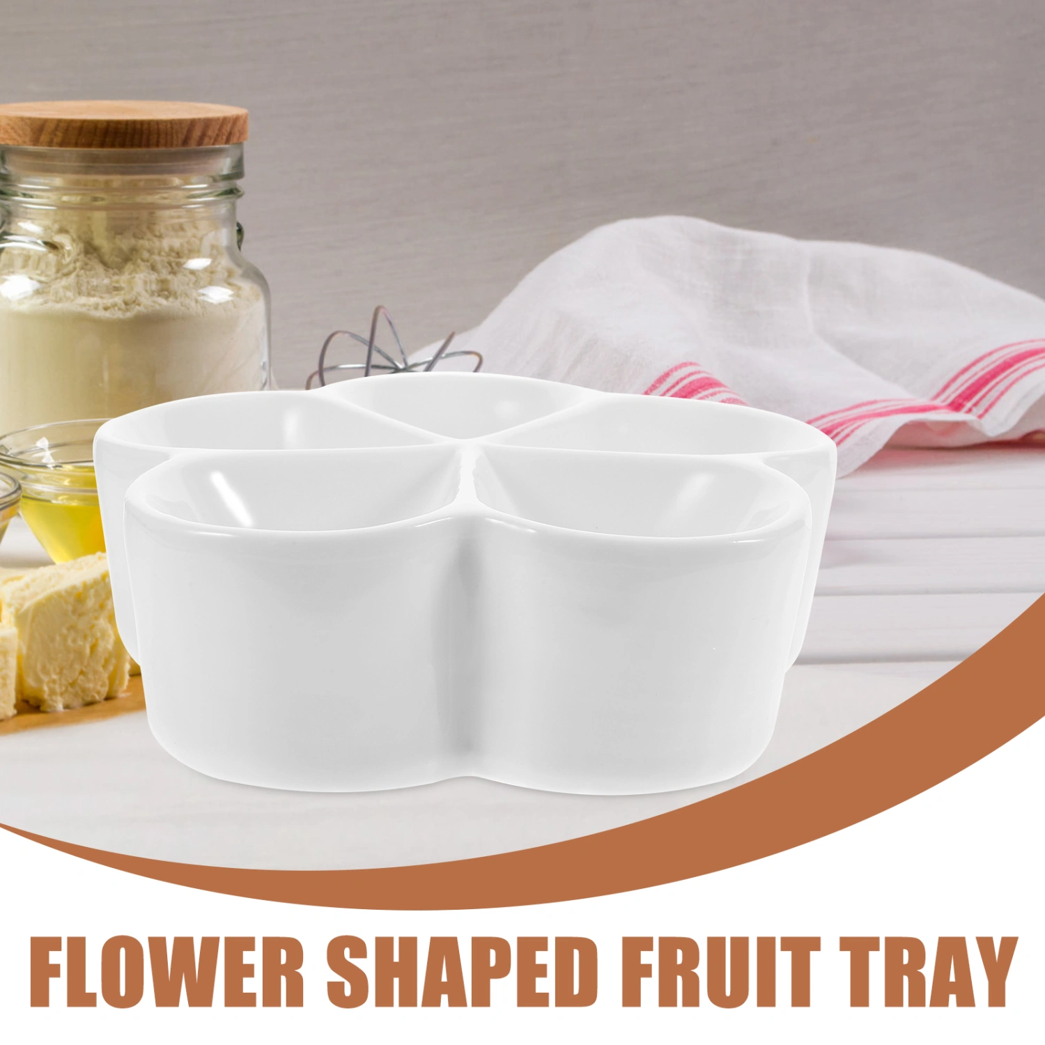 Divided Serving Platter Compartment Snacks Tray Flower Shape Nut Peanut Candies Tray