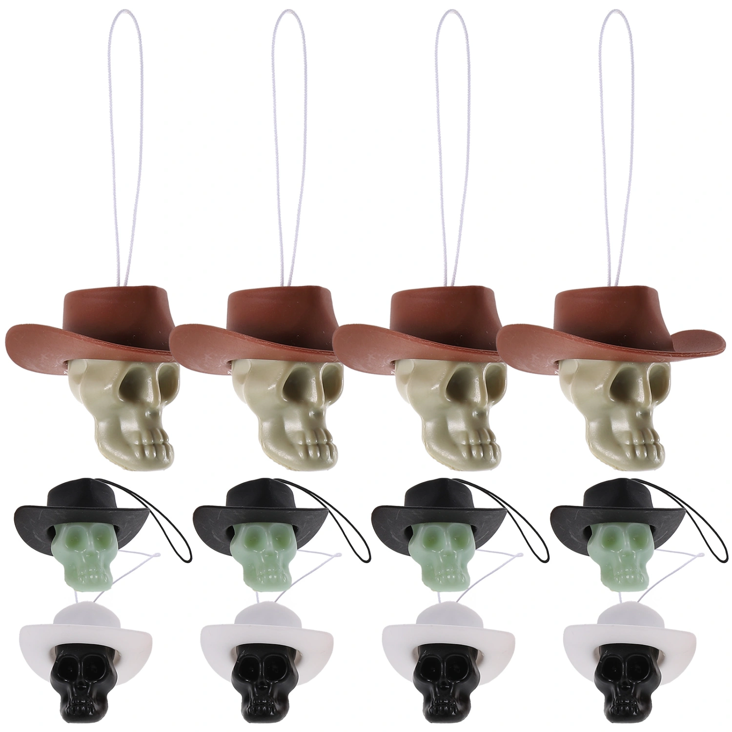 12pcs Small Halloween Skeleton Head Charm Novelty Skull With Cowboy Hat Party Layout Skull Charm