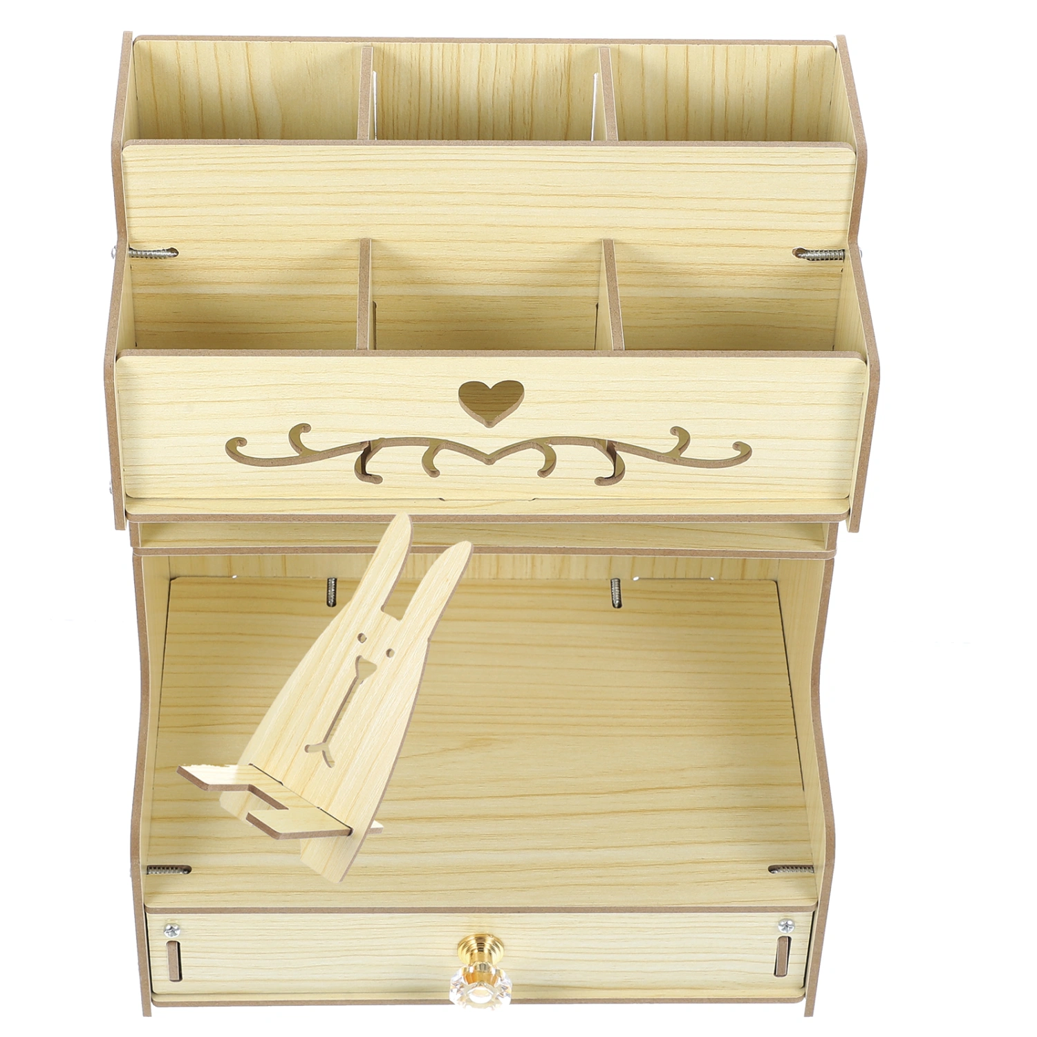 Wooden Desk Organizer Multi-Functional Pen Holder Storage Box Desktop Stationery Storage Rack for Office
