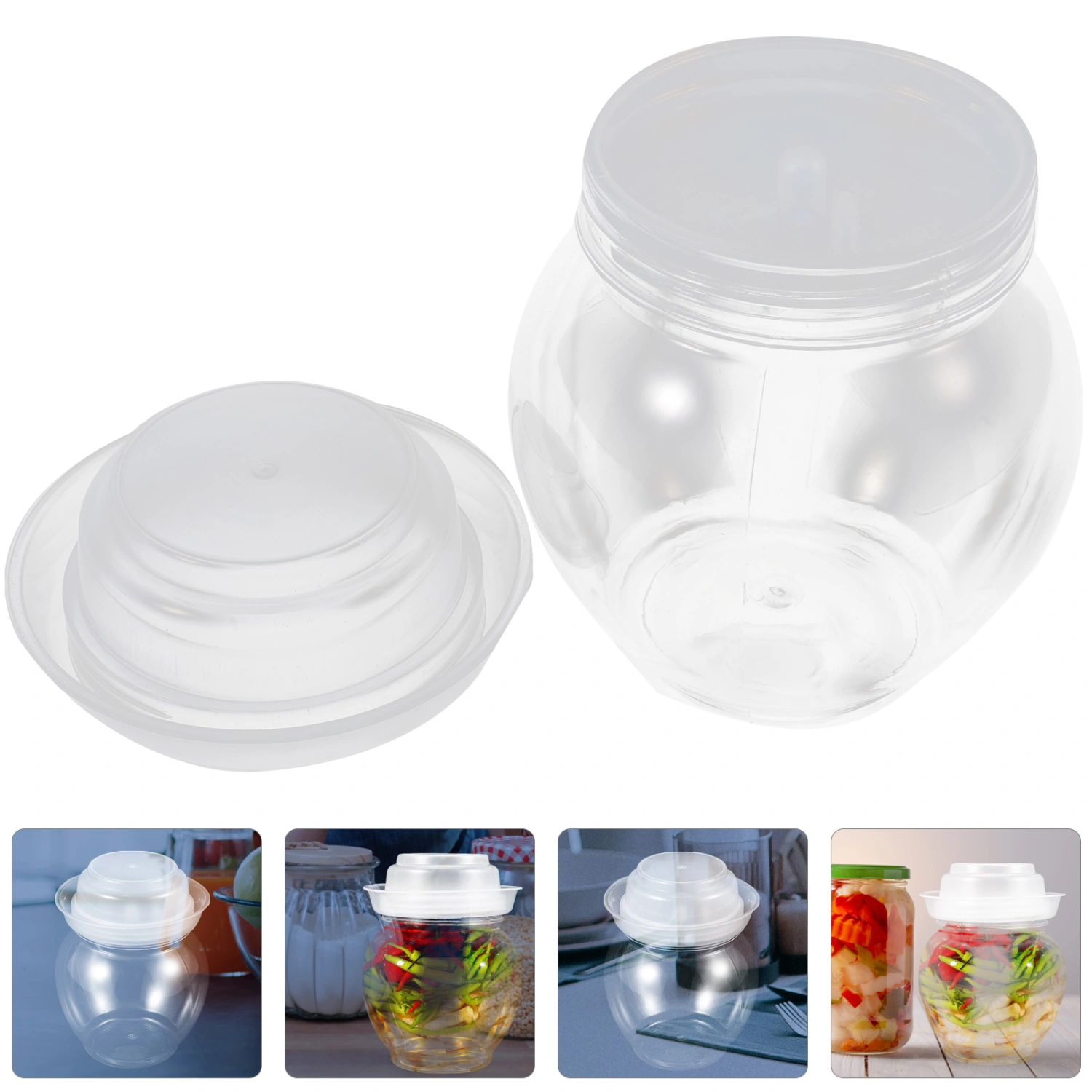 Pickle Vegetable Jar Transparent Storage Jar Pickle Sealed Jar with Sealing Lid for Kitchen