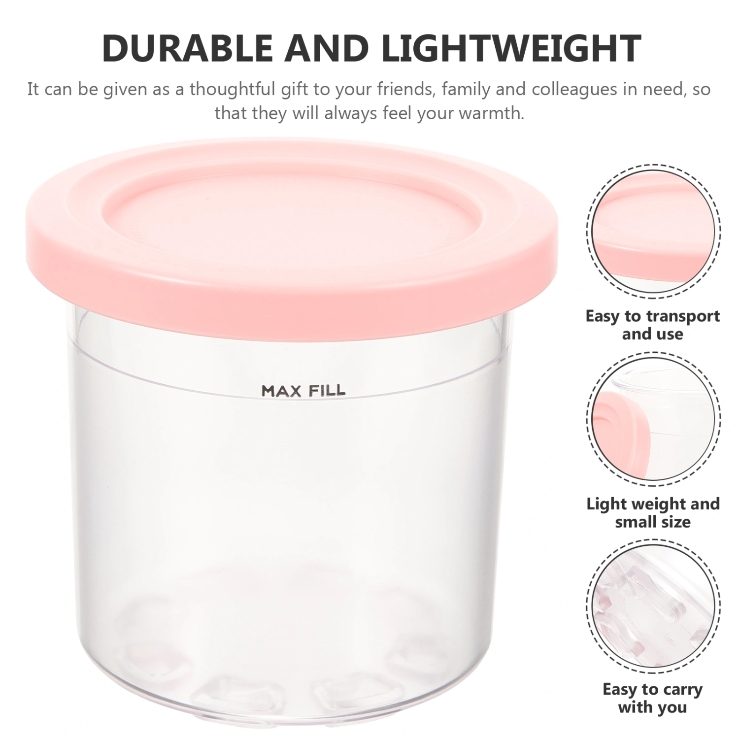 Ice Cream Container Food Storage Container Yogurt Bottle with Lid for Home Party