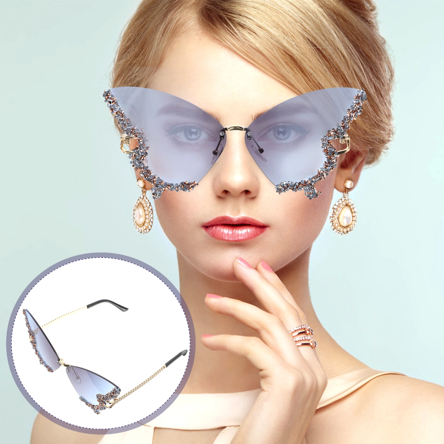 1 Pair Rimless Sunglasses Cool Glasses Disco Party Eyeglasses Funny Sunglasses