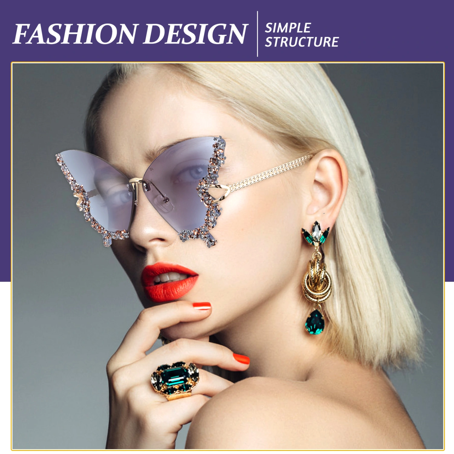 1 Pair Rimless Sunglasses Cool Glasses Disco Party Eyeglasses Funny Sunglasses