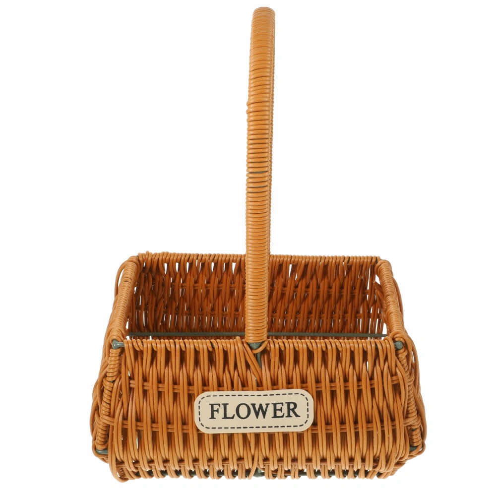 Handwoven Flower Basket with Handle Picnic Basket Wedding Flower Basket Decorative Basket