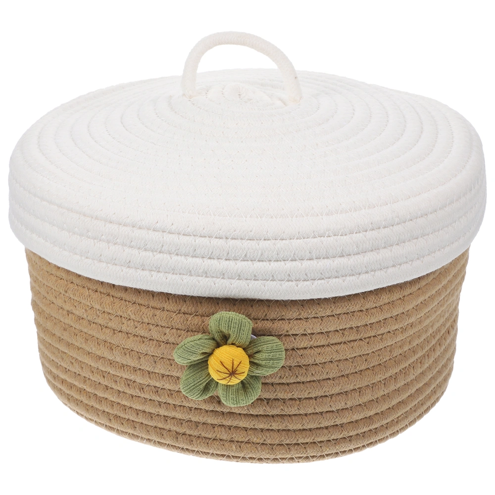 Household Cotton Rope Woven Basket Home Storage Organizer Sundries Basket with Lid