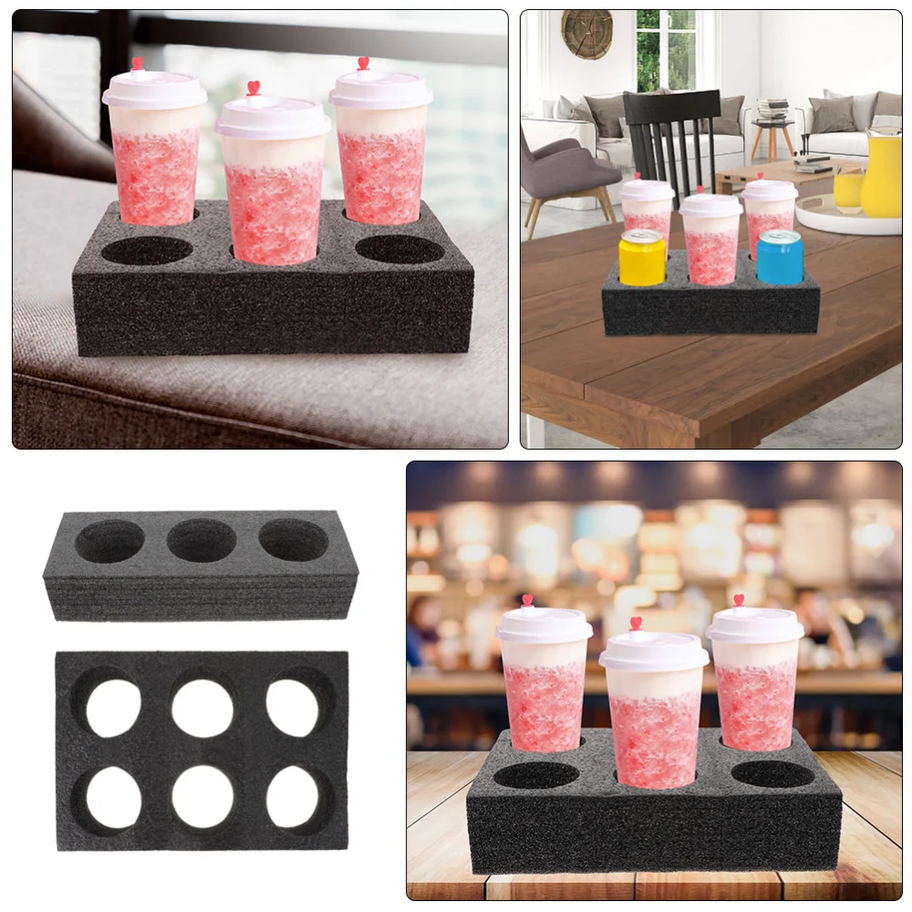 2pcs Foam Take-out Cup Holder Tray Beverage Carrier Cup Carry Holder Carrier for Delivery Drinks