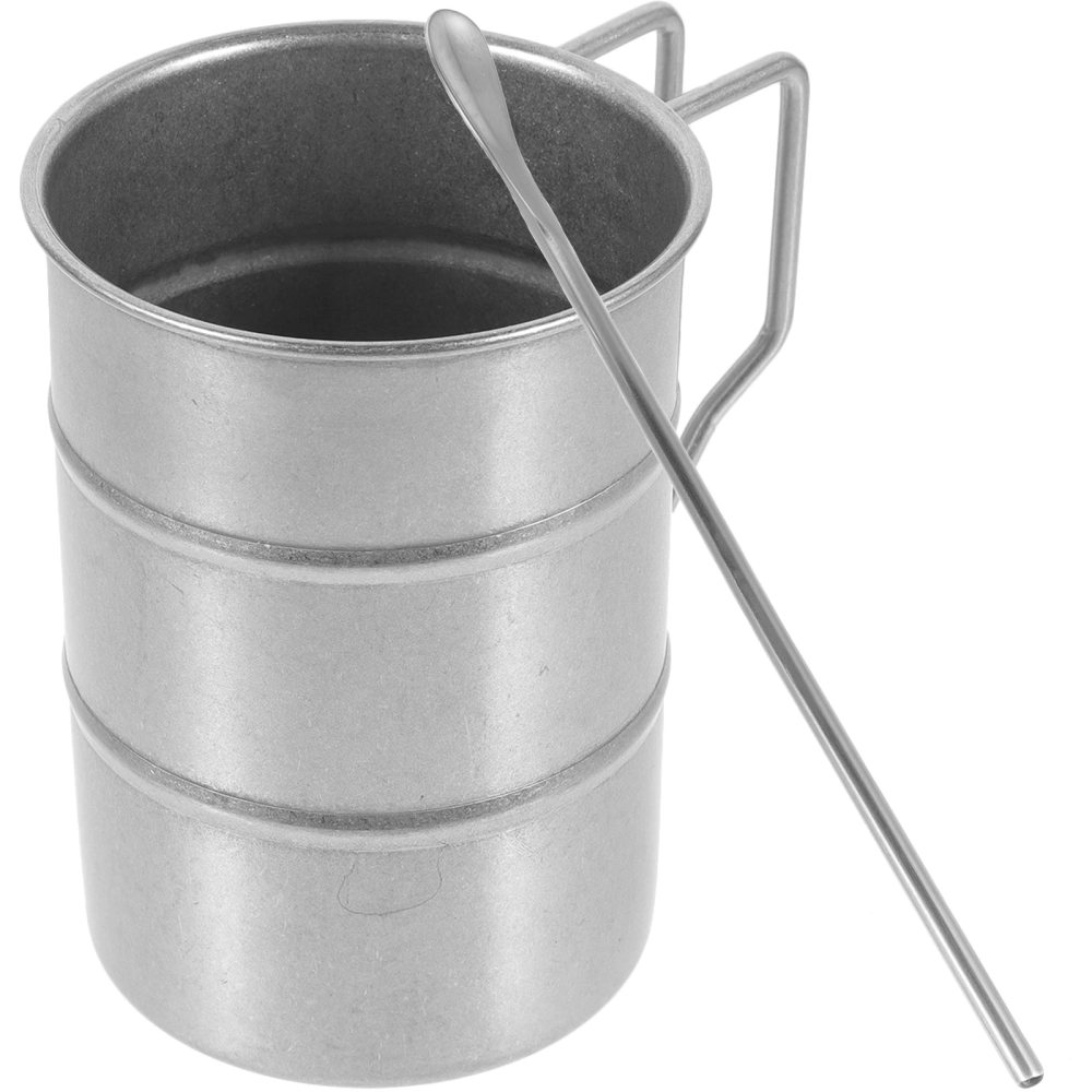 1 Set Stainless Steel Mug Cold Drink Cup Industrial Style Drinking Cup with Spoon