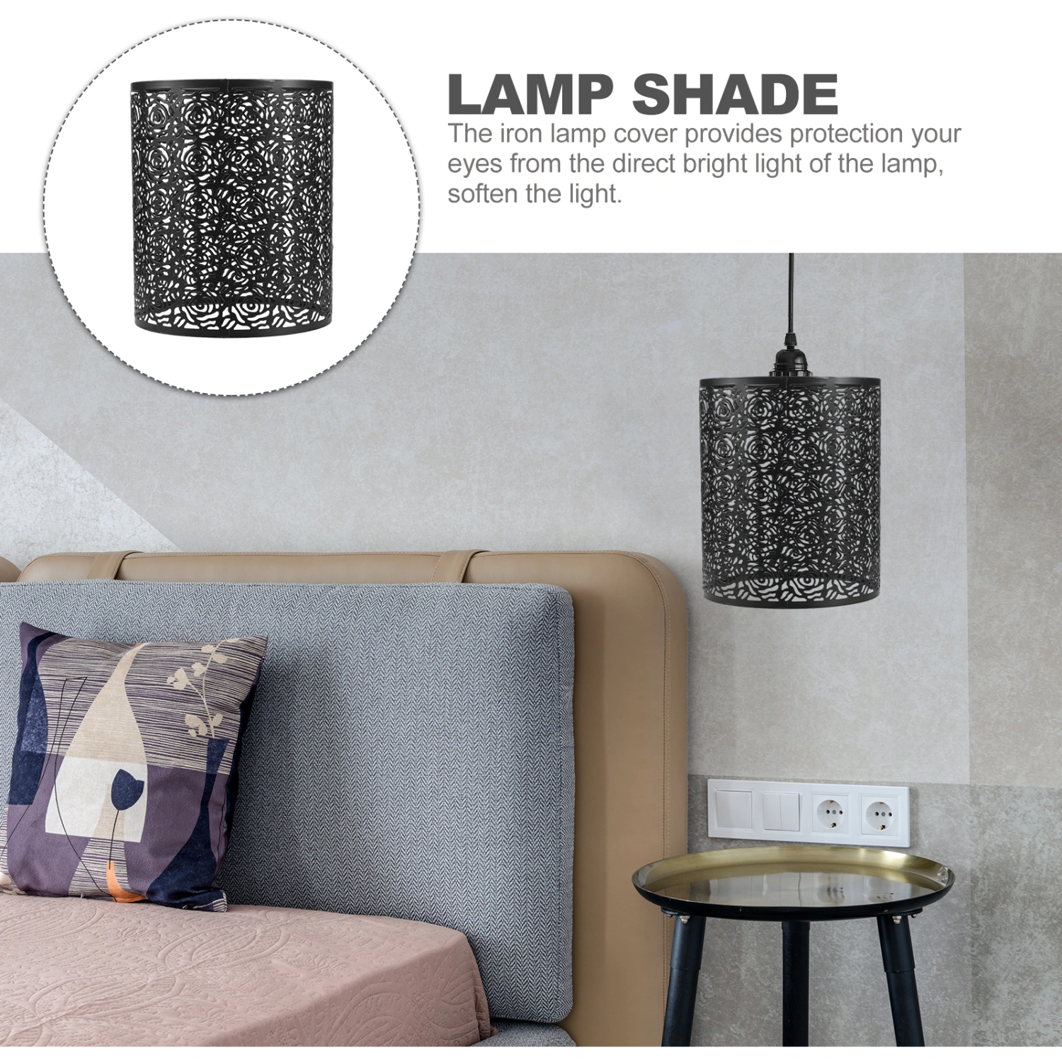 Hollow Out Lamp Shade Flower Carving Lampshade Ceiling Lamp Cover Metal Light Shade Pendant