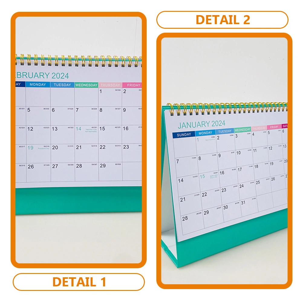 Full Year Calendar Small Desk Calendar Standing Calendar Desk Calendar for Recording Events