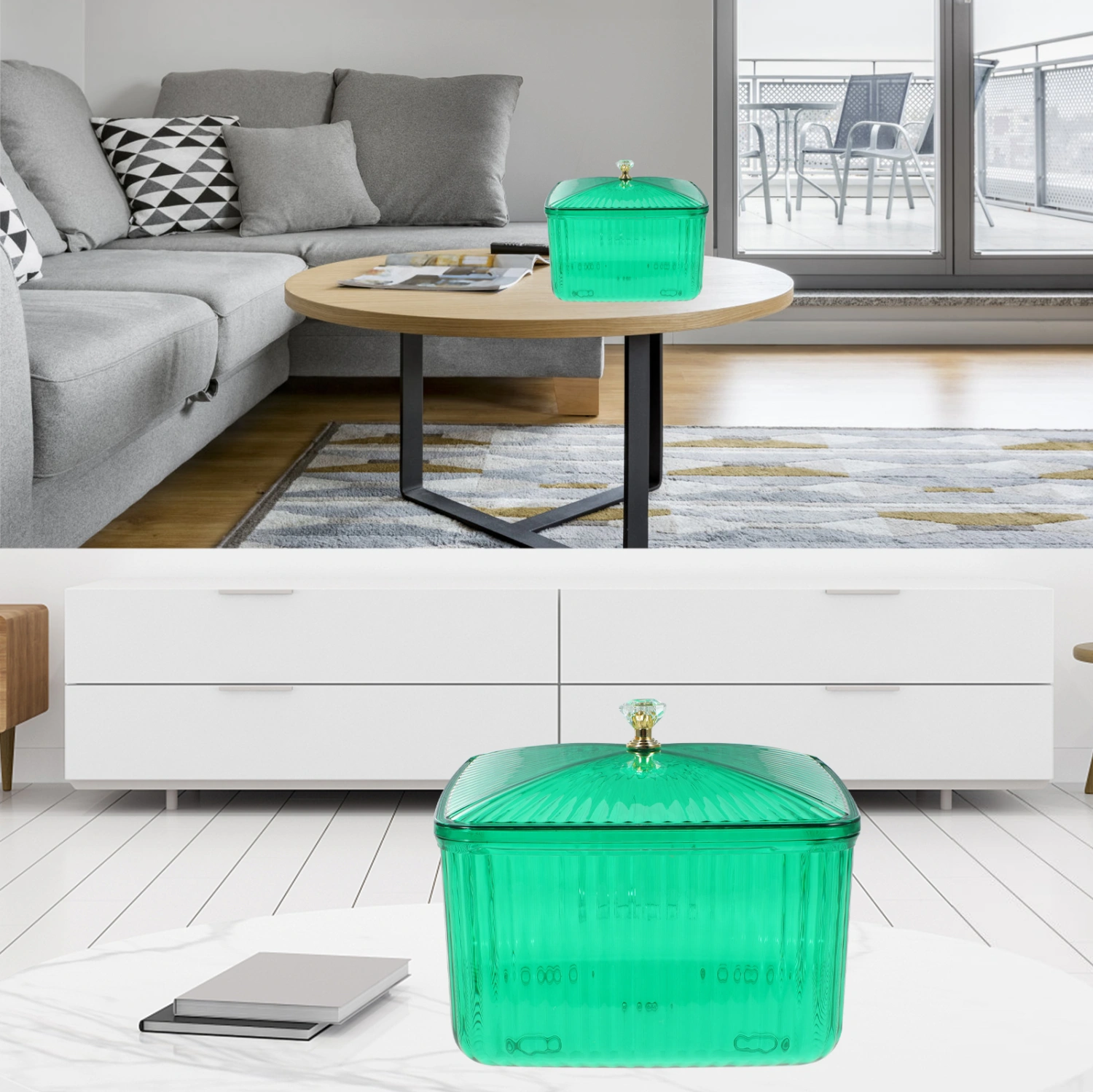 Food Storage Container Cereals Dried Fruit Storage Box Clear Candy Tray Snack Tray with Lid Desk Box