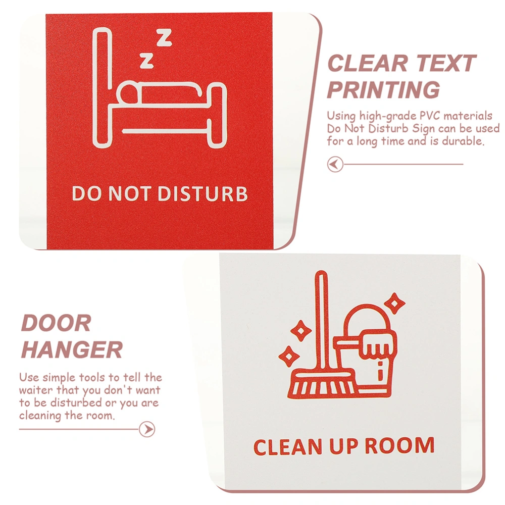 2Pcs Door Hanger Sign Double Side Signs Inn Clean Up Room Do Not Disturb Signs for Hotel Room