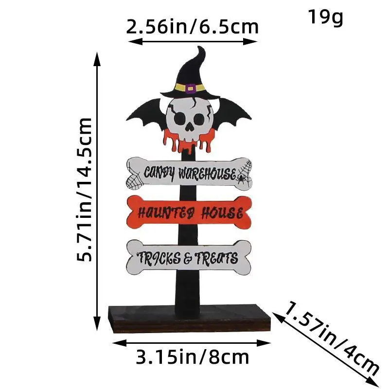 3pcs Halloween Table Decoration Wooden Plaque Table Craft Halloween Party Table Ornament