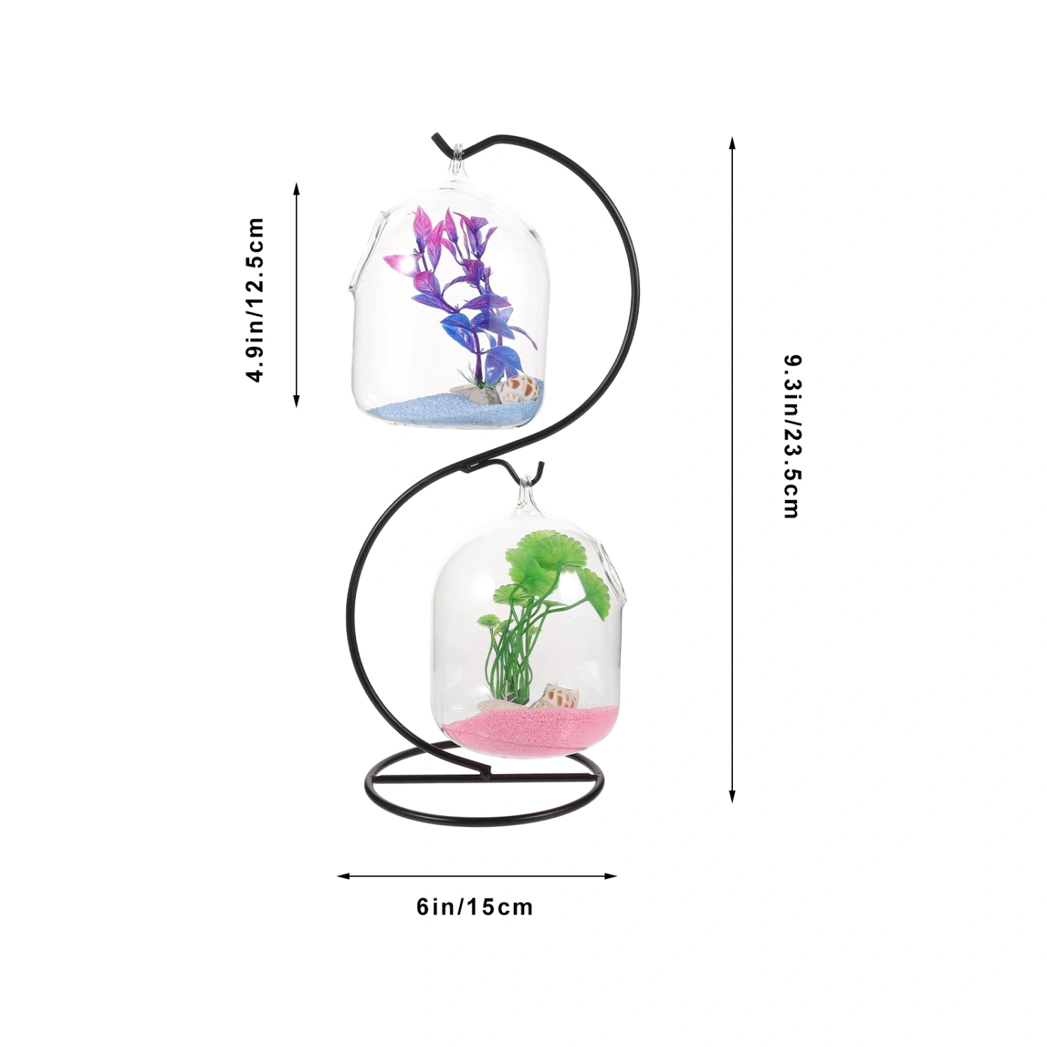 1 set of Desktop Hanging Glass Fish Tank Mini Table Aquarium Glass Betta Fish Bowl