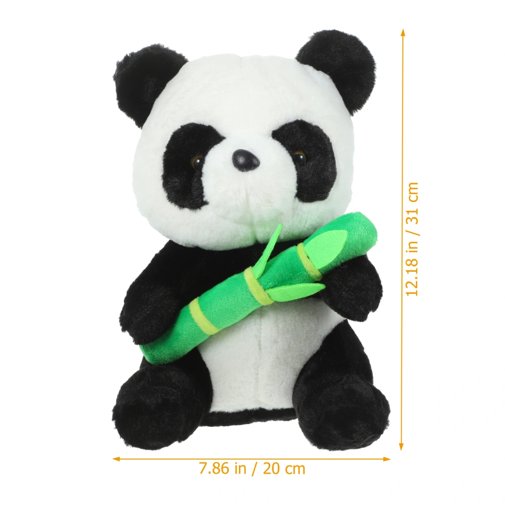 Adorable Plush Panda Toy Soft Stuffed Panda Hugging Bamboo Household Sofa Decorative Panda Toy