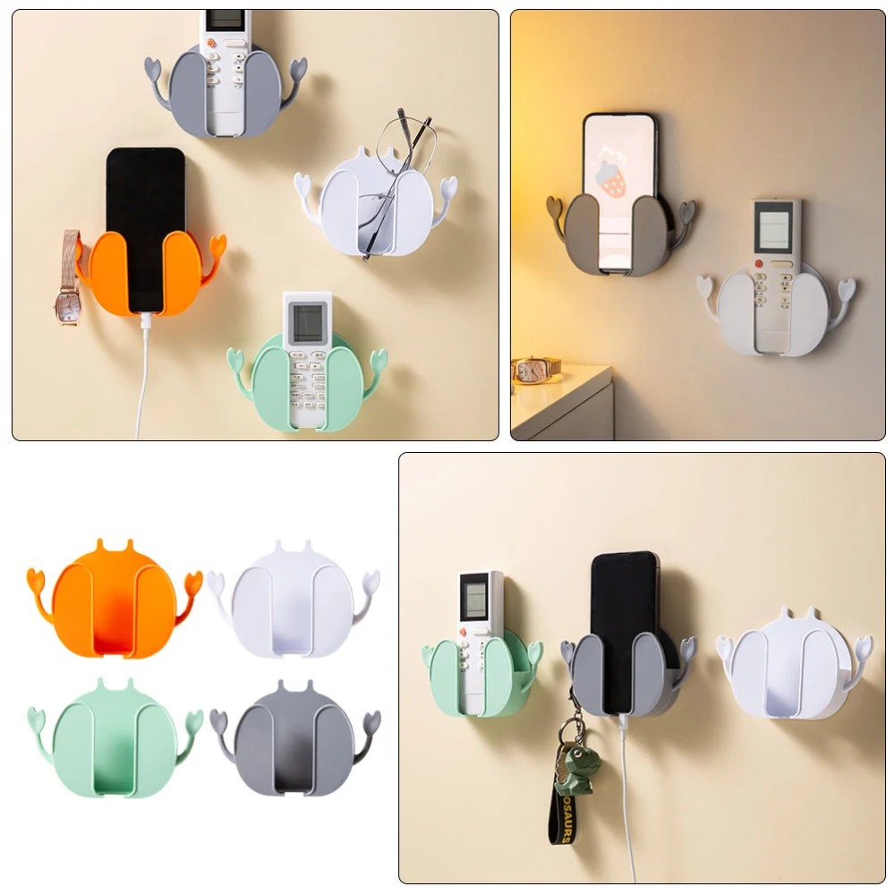 4Pcs Indoors Wall Remote Controller Holder Cell Phone Organizer Punch-free Sundries Wall Holder