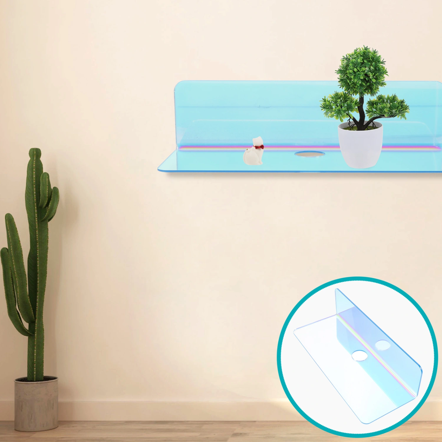 Iridescent Wall Shelf Acrylic Wall Shelf Wall Display Shelf Floating Storage Shelf for Wall
