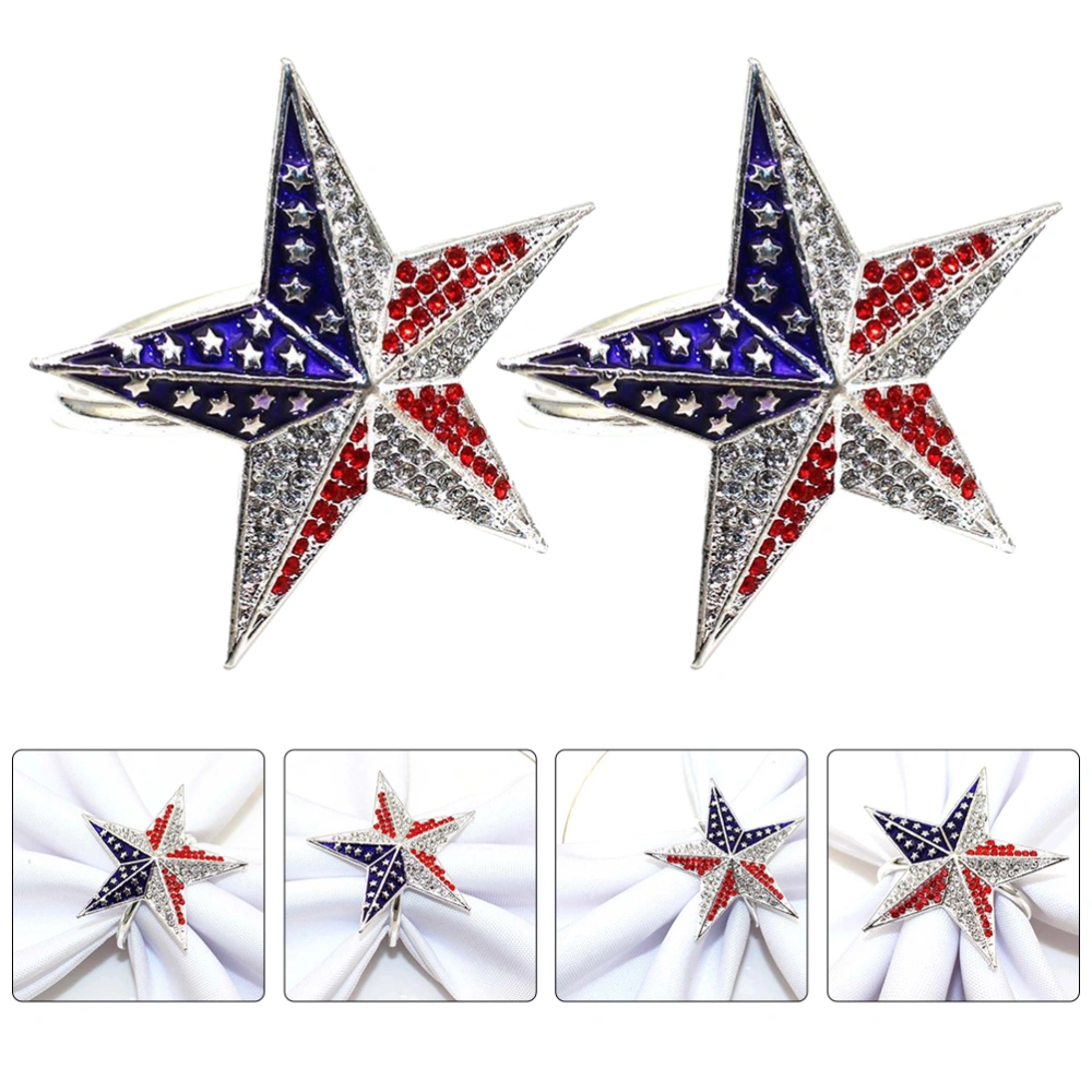 6pcs Star Shaped Napkin Ring American Patriotic Napkin Buckle Independence Day Party Supply