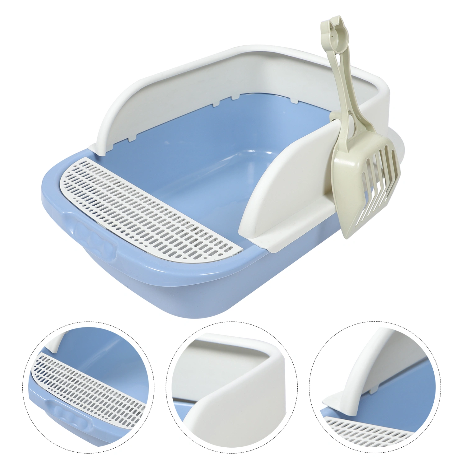 1 set of Cat Litter Box Semi-Enclosed Cat Litter Box with Shovel Home Cat Toilet