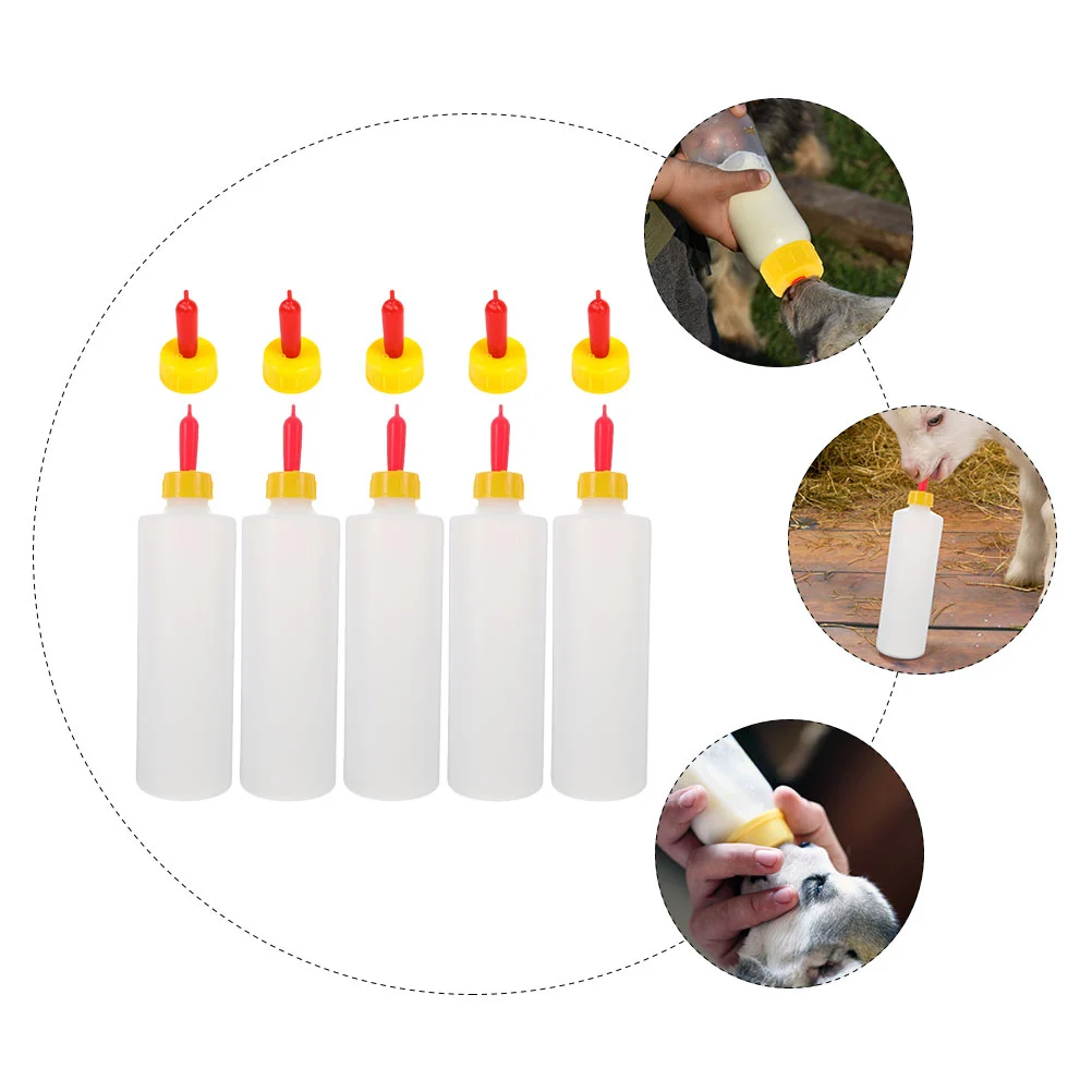 5 Sets Lamb Feeding Bottles Lamb Nursing Bottle Animal Feeding Bottles Goat Milk Bottle with Pacifiers