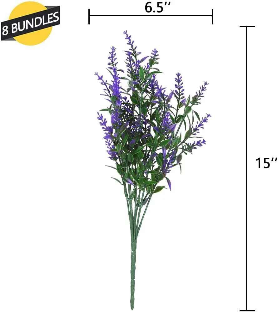 8Pcs Artificial Lavender Flowers Decorative Artificial Flowers Plastic Artificial Plants