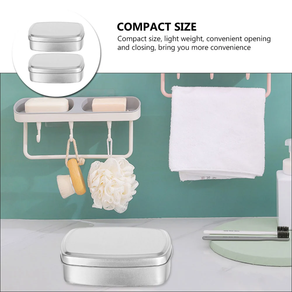 2pcs Aluminum Soap Boxes Soap Storage Holder Travel Soap Case Soap Containers