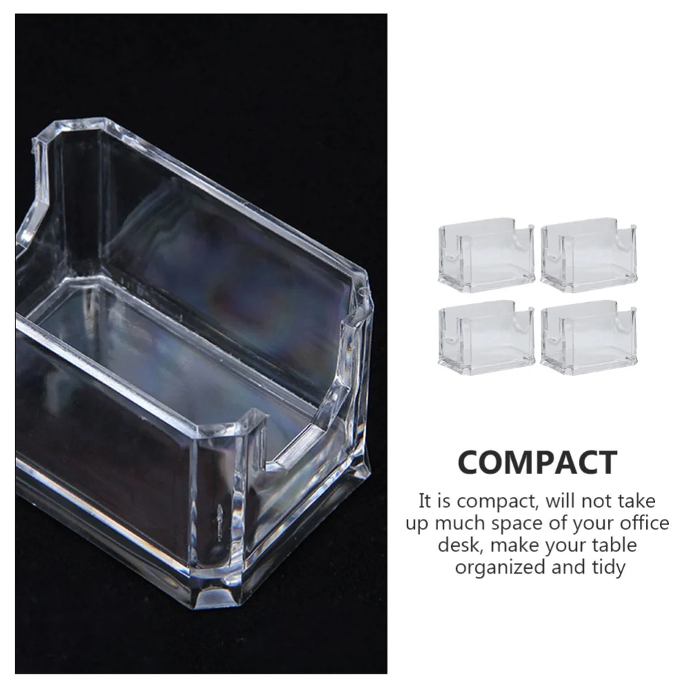 4pcs Business Cards Holder Clear Cards Stand Acrylic Business Cards Container Desktop Card Holder