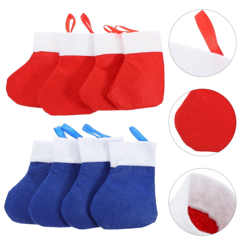 8pcs Xmas Sock Cutlery Bag Christmas Themed Cutter Fork Cloth Storage Bags Mixed Style