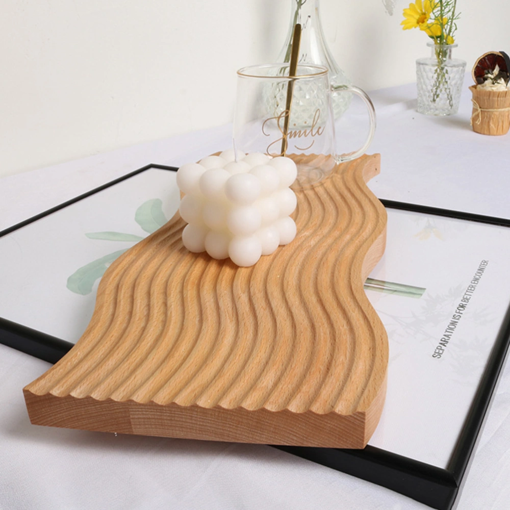 Desktop Wooden Serving Tray Multi-functional Food Serving Holder Exquisitely Carved Wooden Plate