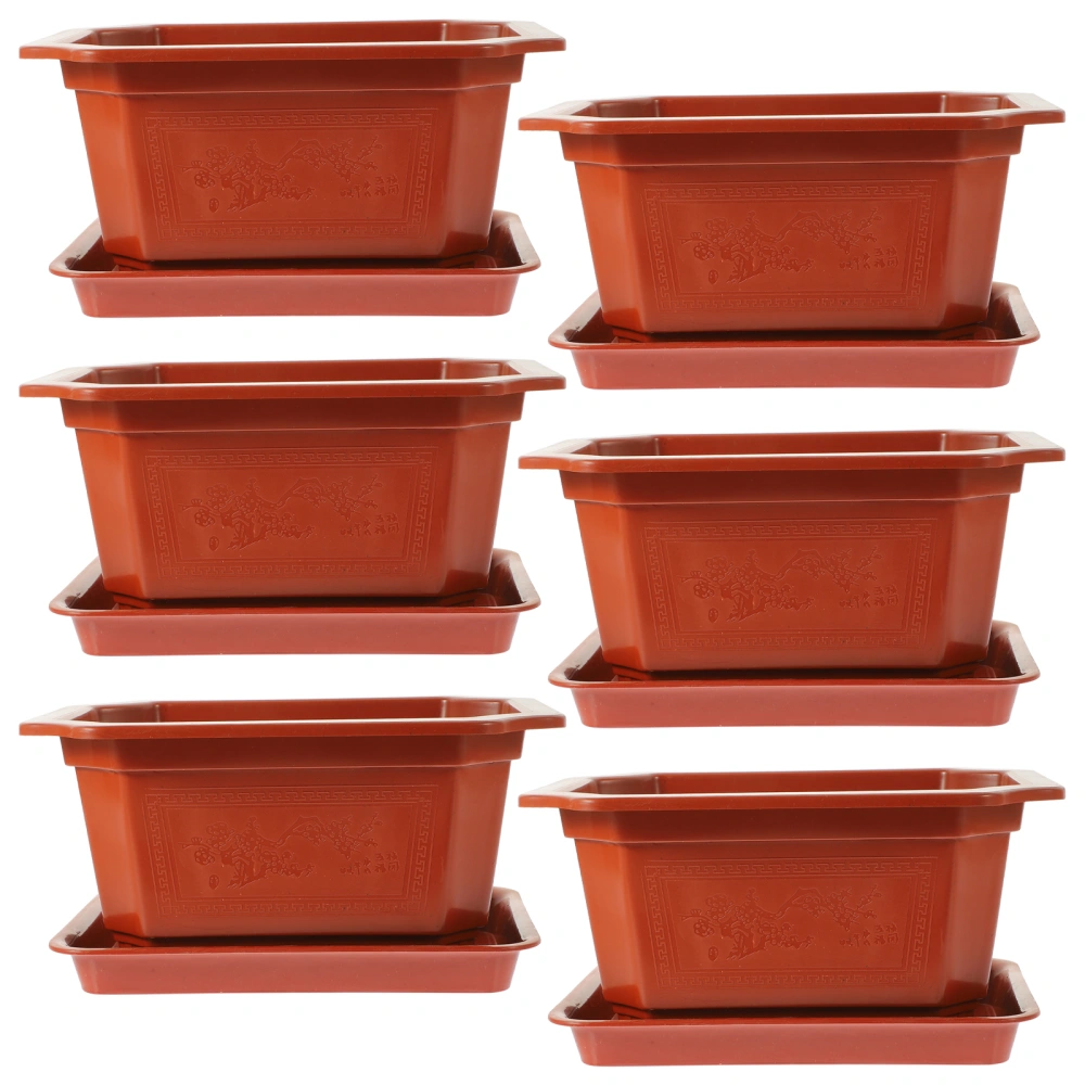 6 Sets of Plastic Succulents Pots Plastic Planter Pots Succulent Pots with Trays