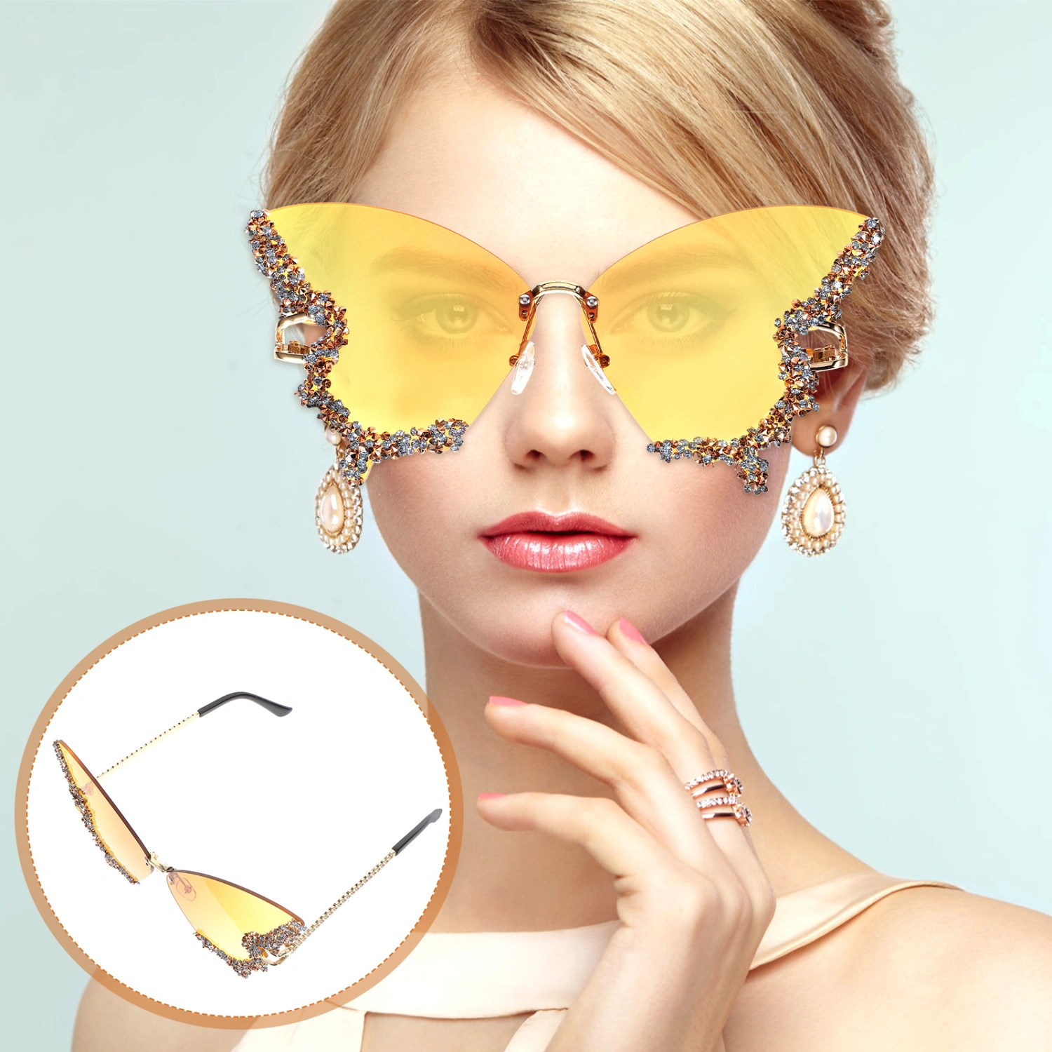 1 Pair Rimless Sunglasses Cool Glasses Disco Party Eyeglasses Funny Sunglasses