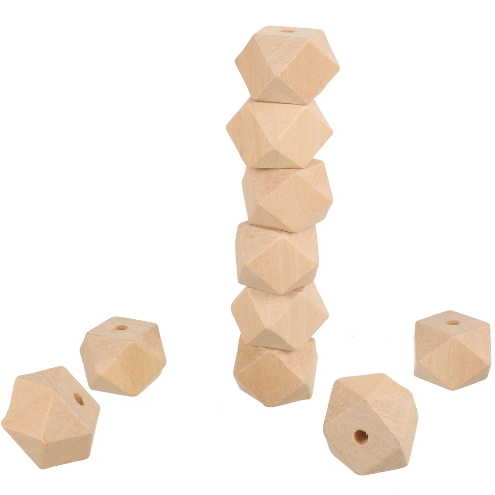 10 pcs Unpainted Polygonal Geometric Wood Beads Wooden Crafts Beads Wood Spacer Beads for DIY