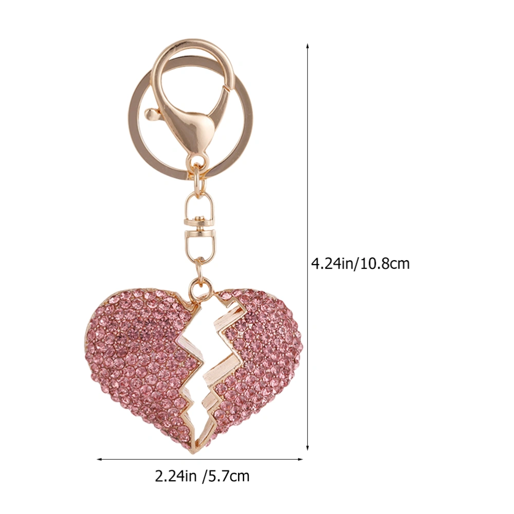 2pcs Hollow Love Heart Key Chain Diamonds Inlaid Key Pendant Key Chain Ornaments Key Chain Decor