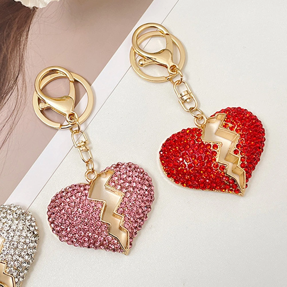 2pcs Hollow Love Heart Key Chain Diamonds Inlaid Key Pendant Key Chain Ornaments Key Chain Decor