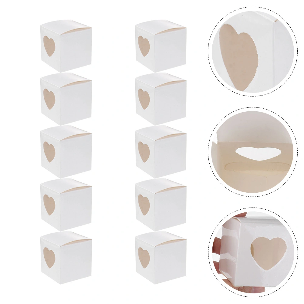 10pcs Cookie Box Heart Shape Window Dessert Packaging Individual Cupcake Box
