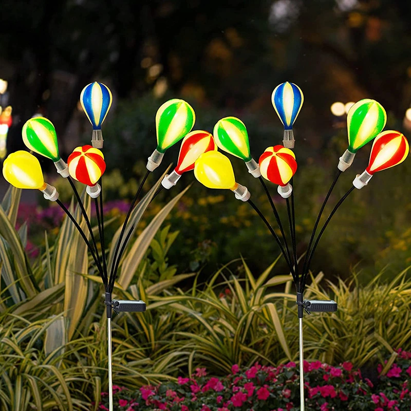 2Pcs Solar Garden Light Hot Air Balloon Solar Light Decorative Garden Stake Light Garden Lawn Solar Lamp