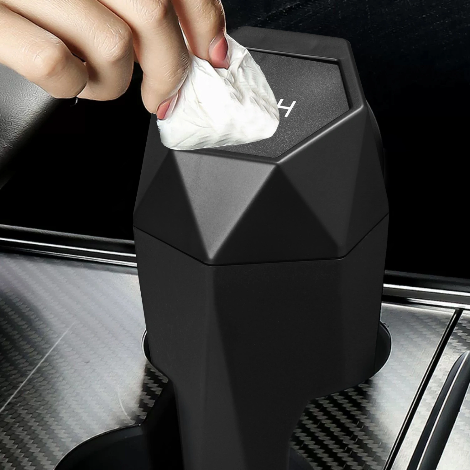 Car Trash Can Leakproof Garbage Bin with Cup Holder Coaster Vehicle Accessories for Car Interior