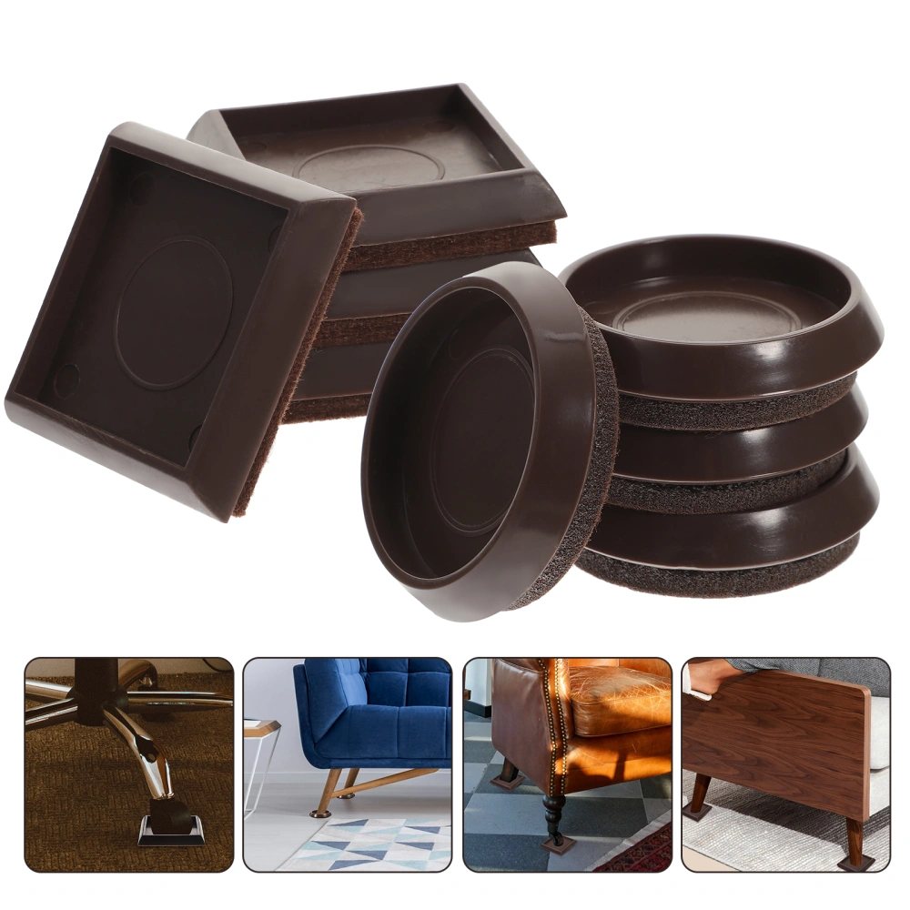 8pcs Practical Household Office Furniture Coaster Anti-slid Furniture Caster Cup Rubber And Felt Coaster