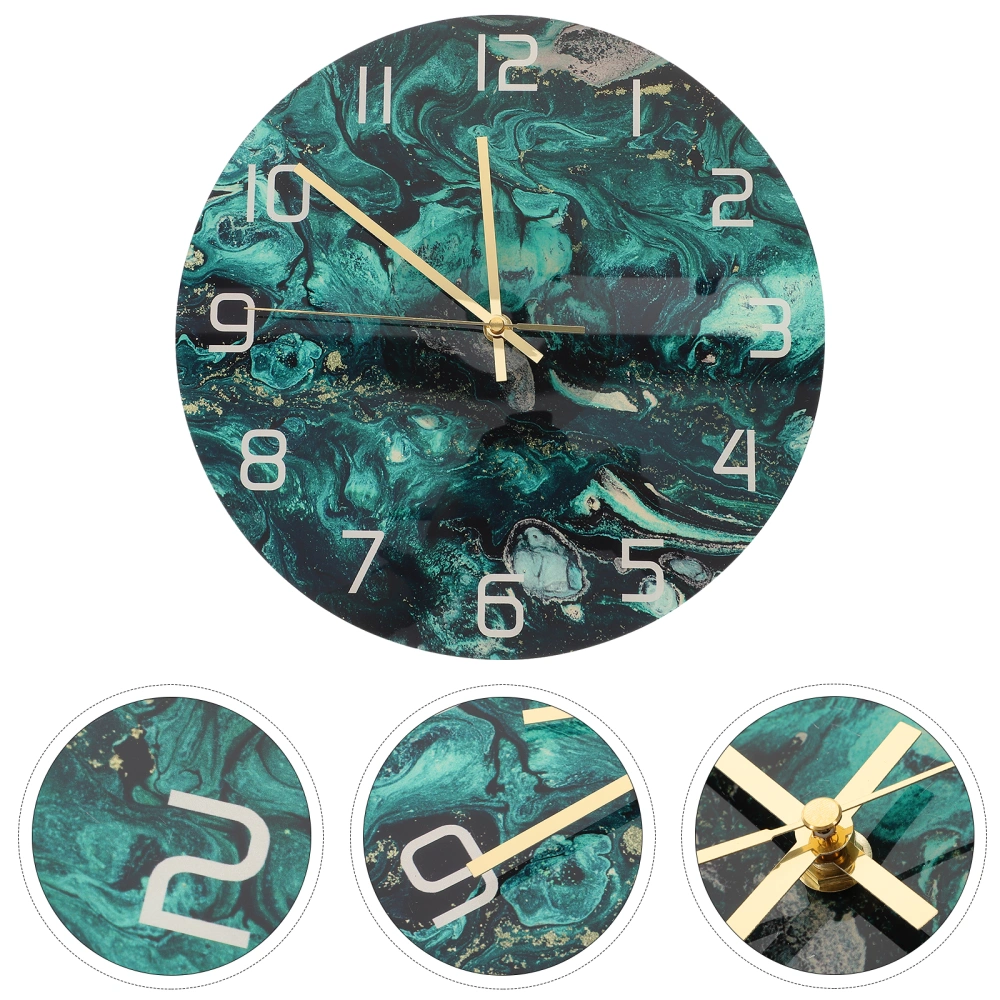 Decorative Acrylic Wall Clock Round Wall Clock Marble Grain Wall Clock for Living Room