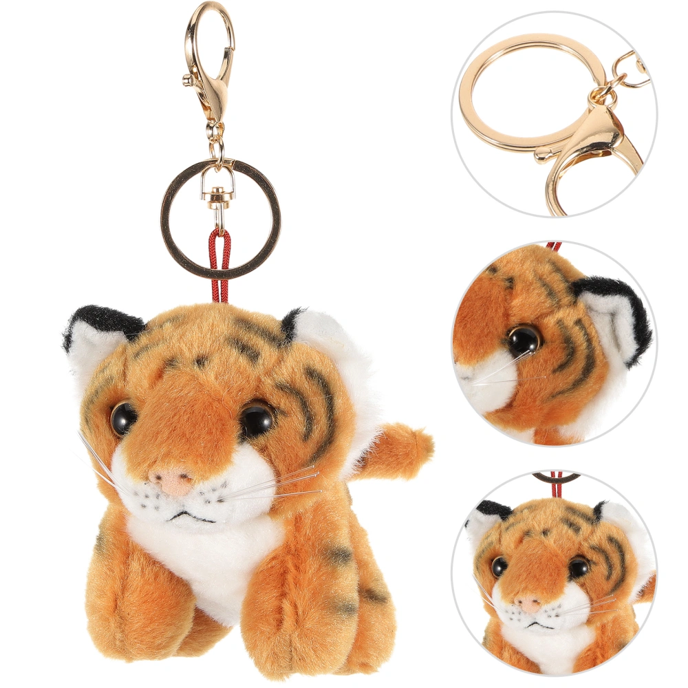 Plush Tiger Shape Keychain Stuffed Tiger Keyring Hanging Decoration Bag Hanging Pendant