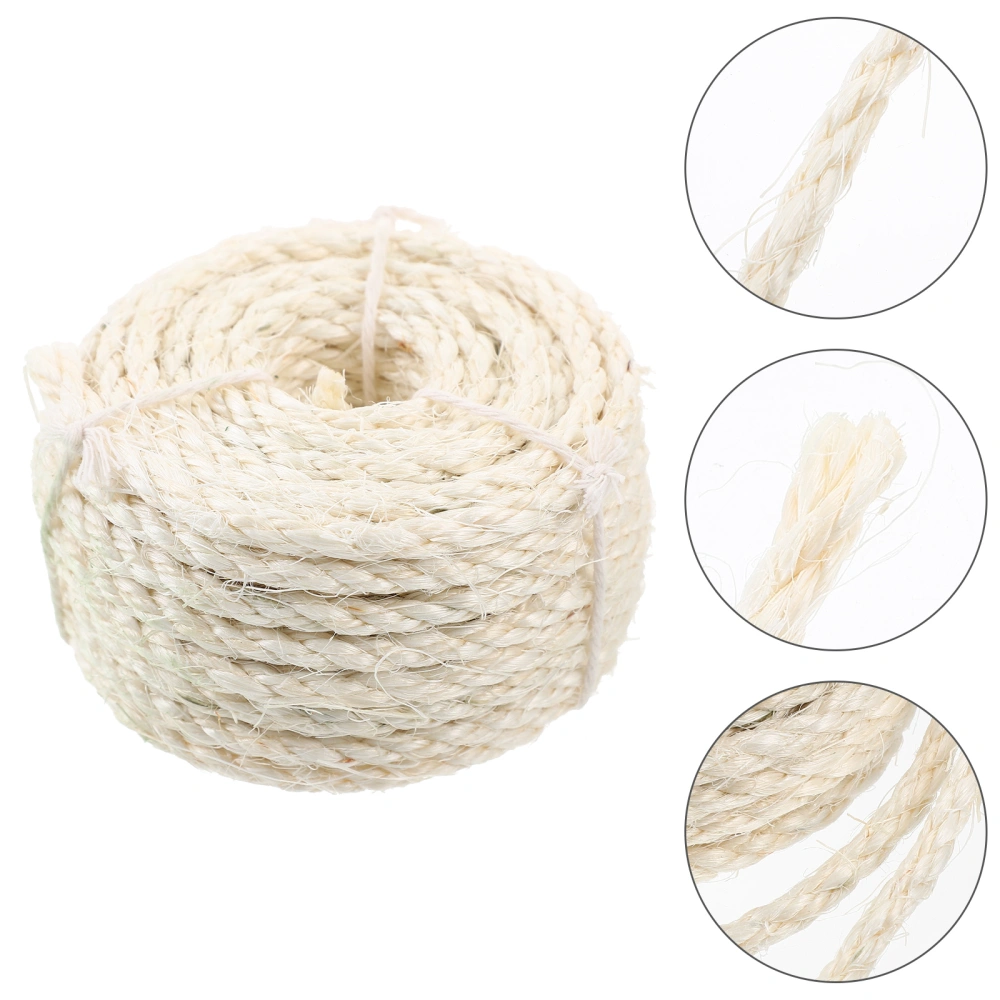 1 Roll of Natural Sisal Rope Hemp Rope for Cat Tree Scratching Pad DIY Repairing