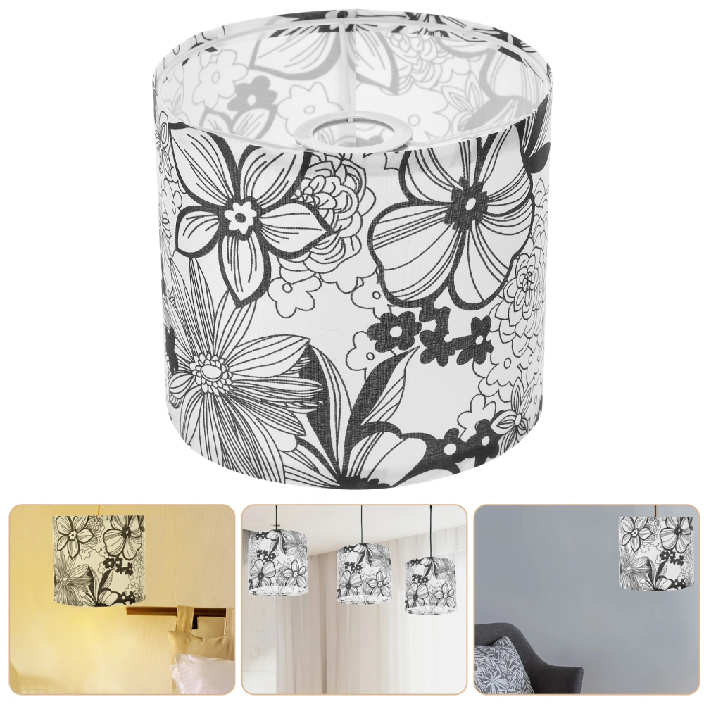 Universal Ceiling Lampshade Replacement Table Lampshade Removable Linen Lampshade Flower Pattern Lampshade