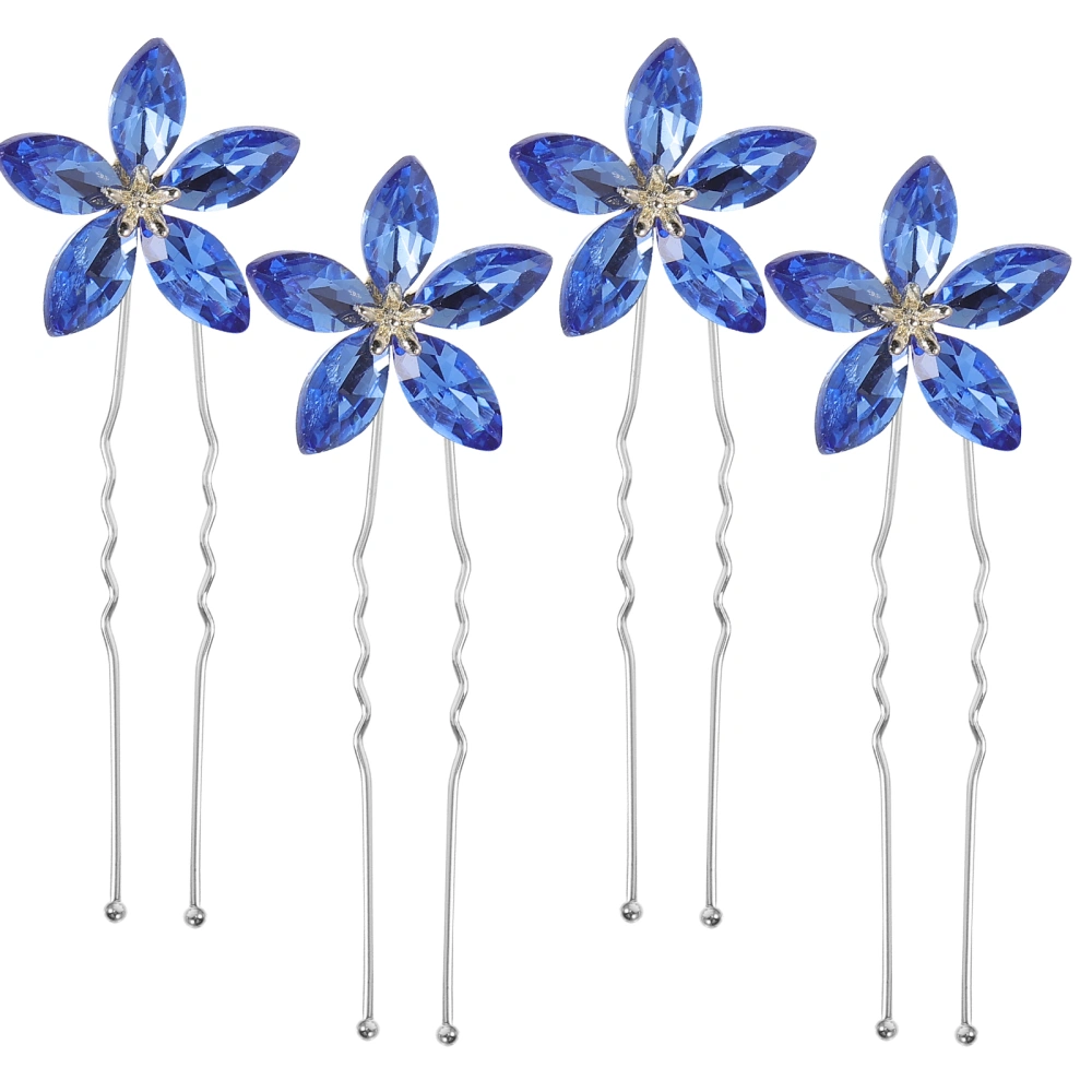 4pcs Rhinestone Hair Pins Decorative Bobby Hair Pins U Shaped Wedding Hair Accessories