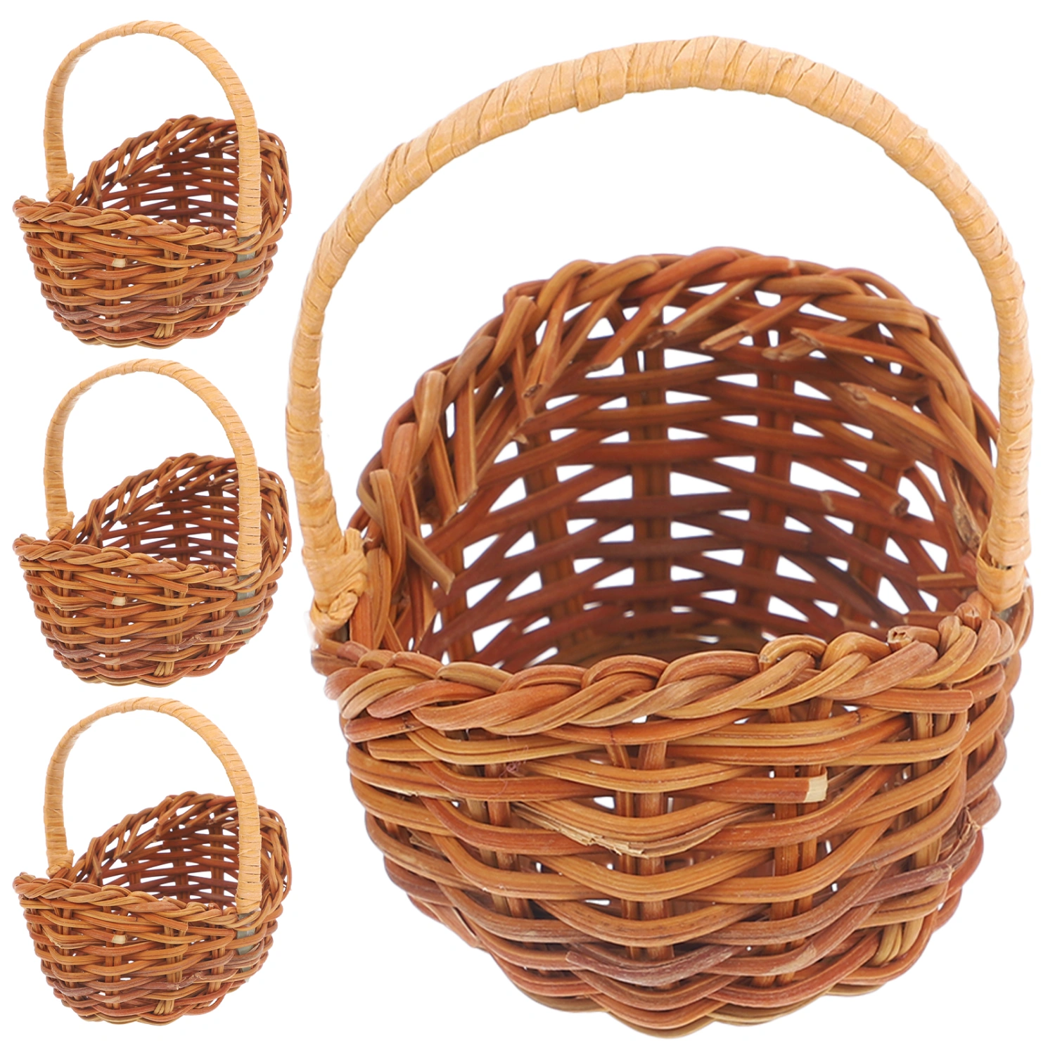 4pcs Mini Woven Baskets Miniature Flower Basket Mini Picnic Basket Tiny Party Favor Containers