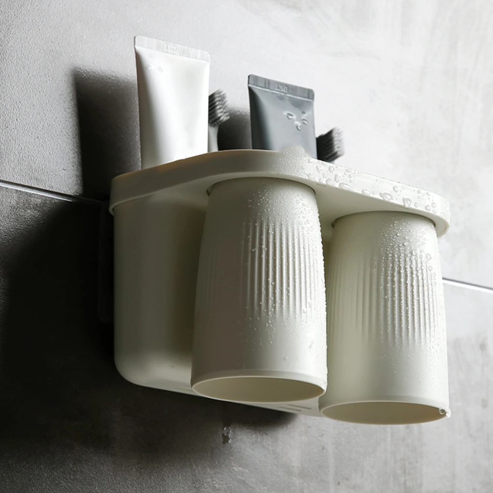 Toothbrush Holder for Bathroom Wall-mounted Toothpaste Holder Organizer with Magnetic Cup