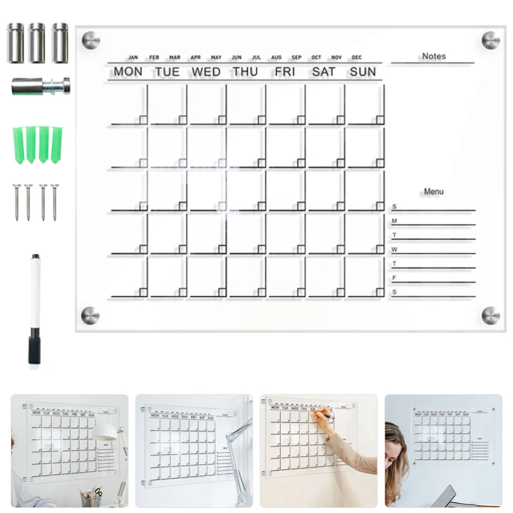 1 Set of Durable Clear Acrylic Wordpad Practical Students Wall Hanging Memo Board