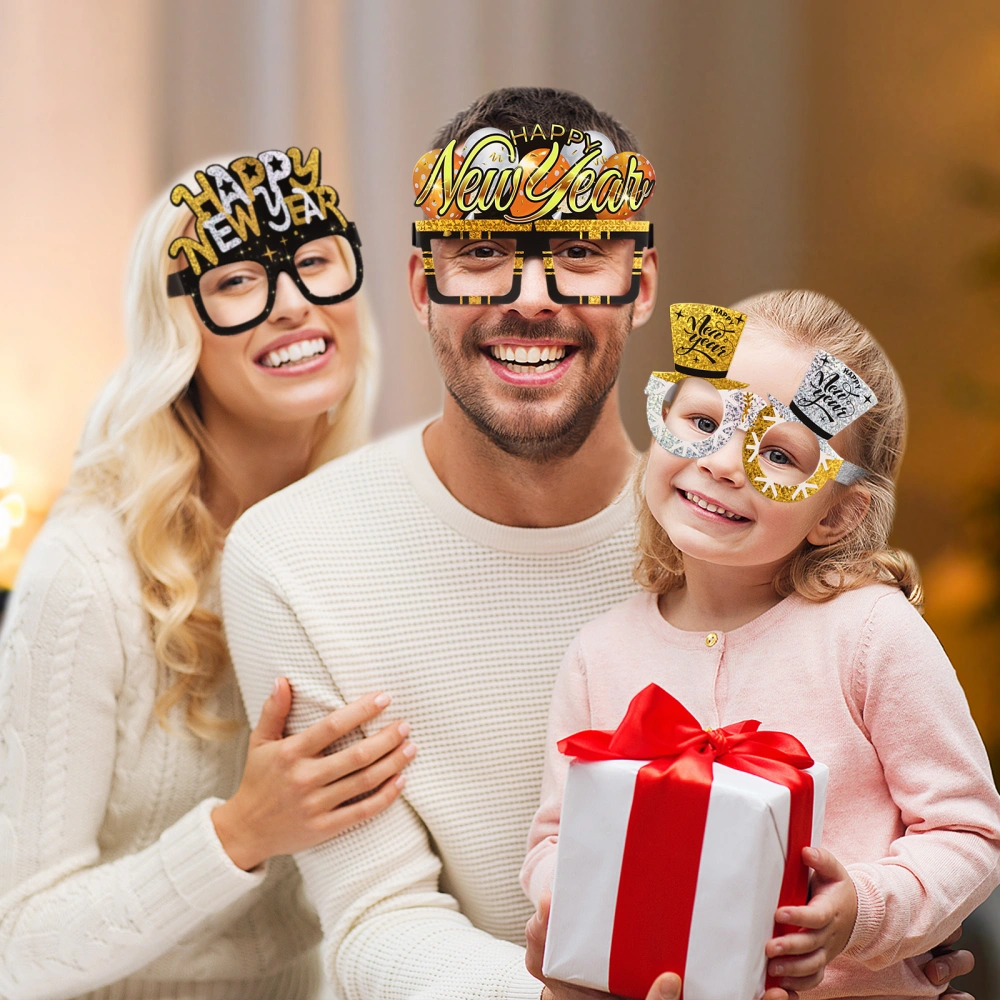 ABOOFAN 9pcs New Year Eyeglasses 2024 New Year Glasses Party Favors Happy New Year Photo Booth Glasses Props