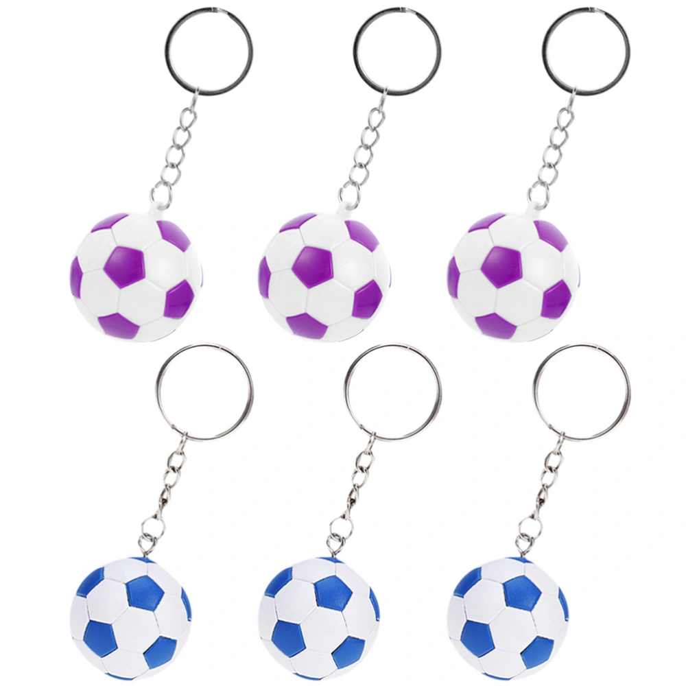 6pcs Football Keychain Pendant Football Shape Keyring Bag Hanging Decoration