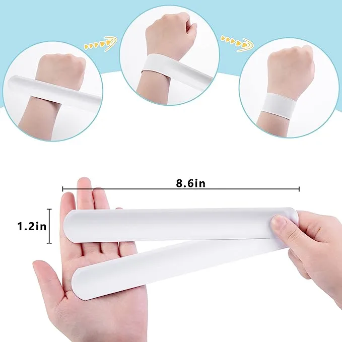 30Pcs White Blank Slap Bracelets Graffiti Slap Bands DIY Slap Bracelets Wristband Party Favors