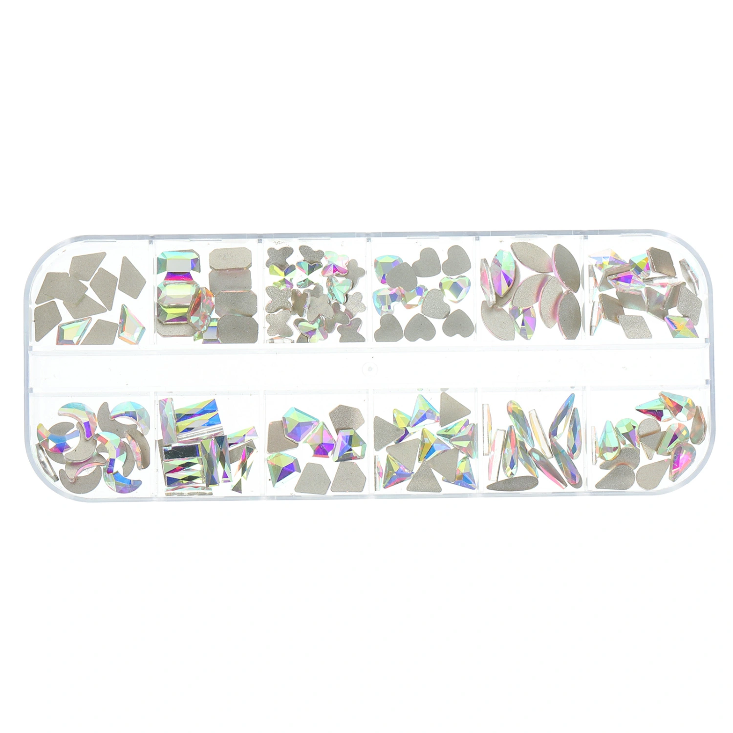 1 Box of Flatback Nail Charms Nail Rhinestones Multi Shapes Rhinestones for Manicure Glass Nail Charms